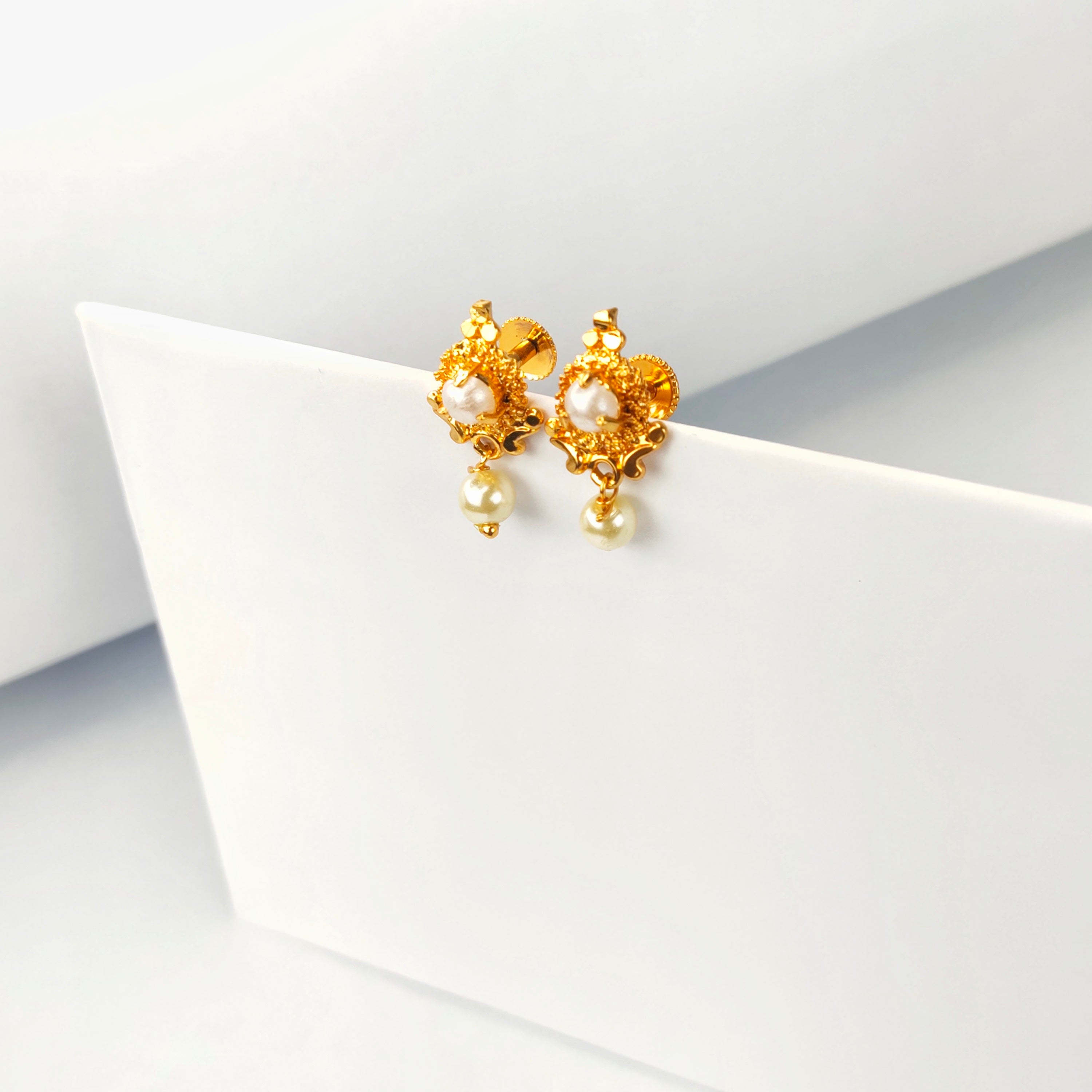 Buy Unique White Stone 1 Gram Gold Chandbali Earrings Online